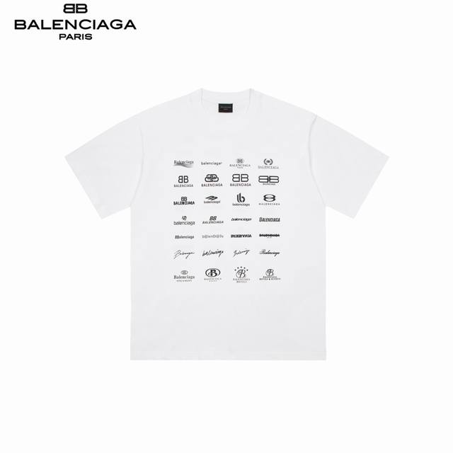 Balenciaga 巴黎世家 满Logo短袖 采用32支双纱 克重面料 进口针织针梳棉进行制作，厚度适中，有垂感又有轮廓型，上身就是一个舒适！！对微胖身型包容
