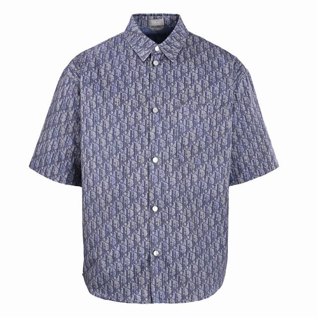 Dior迪奥Cd 斜纹满印印花短袖衬衫 正品20553购入，定制叙纹棉质10*10棉布 区别市场面料 ，布匹印花，定位裁床，定制1：1工字扣，定制1：1商标，宽