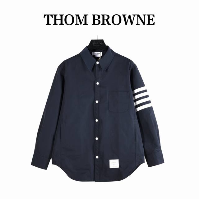 Tb尼龙面料厚款风衣夹克衬衫 Tb独家新款 Thom Browne 汤姆布朗 .Tb尼龙夹克衬衫白色四道杠高版本重工衬衣外套 内里全包边 原版一比一复刻 扣子T