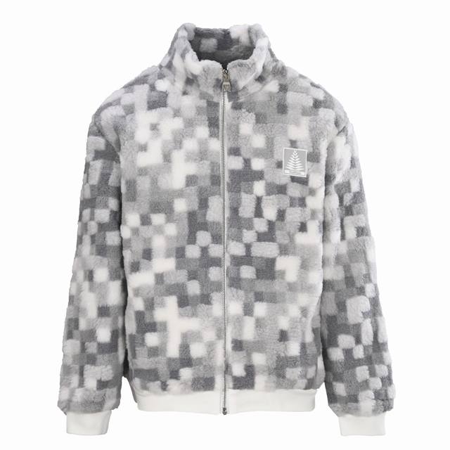 Louis Vuittion Lv Ski滑雪系列 马赛克方块立领羊绒外套 定制原板一比一重磅面料，市场独家色织提花面料，面料采用粗梳羊毛纱织造而成，表面一层细