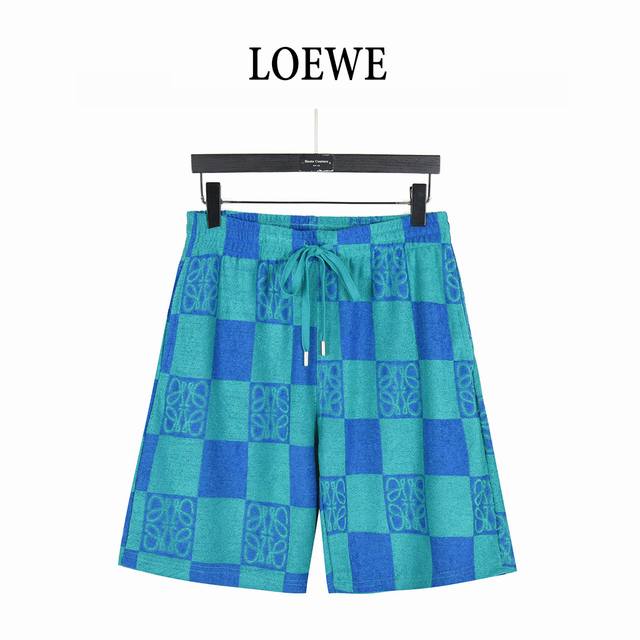 Loewe 罗意威 25Ss 毛巾棋盘格撞色图腾套装短裤 专柜同款毛圈棋牌格提花毛巾短裤，定制同缸染毛巾面料使整体高透气和柔软性的质感更加凸显， 饱满的棉质感引