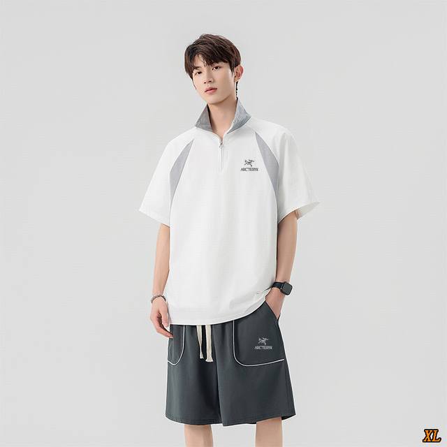 Arc’Teryx始祖鸟 独家实拍上新夏季高品质休闲运动半拉链polo衫短袖短裤套装防晒套装潮牌休闲套装轻薄吸汗短袖短裤运动套装跑步套装，本季主打，货源充足，放