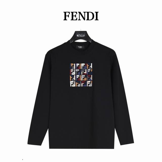 Fendi 芬迪 24Fw 胸前重工双F撞色Logo刺绣长袖T恤 面料采用 克太空棉空气层纯棉面料+2X2配套螺纹 订染颜色后整蚀毛处理， 对照原版做丝滑超柔处