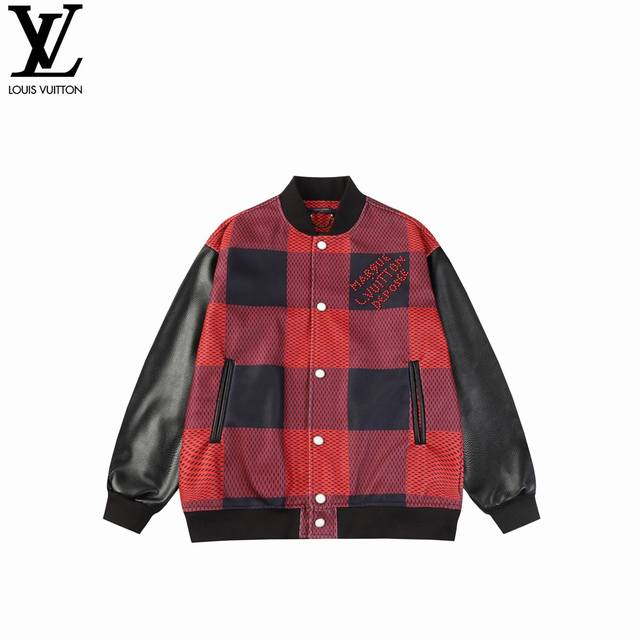 Louis Vuitton 路易威登25Ss棋盘格定位花棒球服 Lv 棋盘格定位花棒球服 采用泡珠工艺 一比一还原五金配件， 荔枝纹皮革手袖搭配龙凤尼面料，舒适