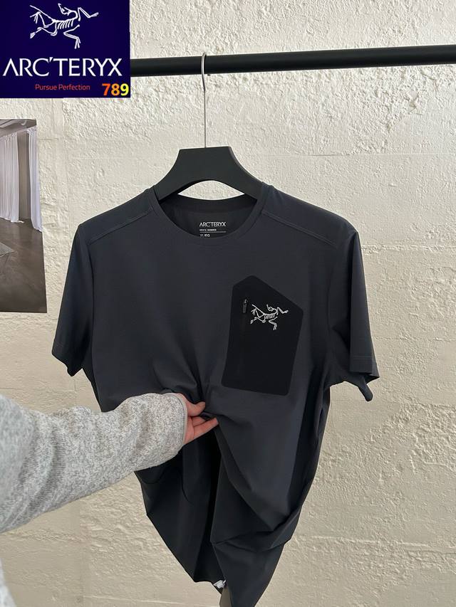 Arc'teryx始祖鸟清爽速干高版本短袖 颜色：深空黑 层云蓝 摩卡棕 原子灰 尺码：M-4Xl