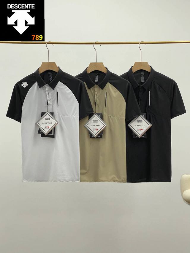 Descente迪桑特家同款 25年夏季新款男款立领简约polo衫短袖T恤 韩国进口冰丝速干面料 超级舒适 面料采穿起来凉嗖嗖的，特别舒服。立体剪裁，插肩设计，