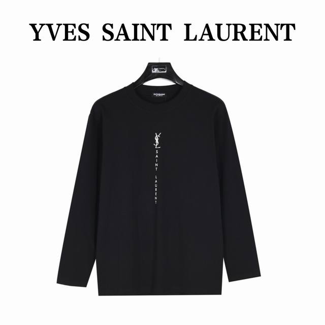Saint Laurent 圣罗兰 24Fw 简约竖排Logo印花长袖T恤 面料采用高克重 G重精梳棉，定制1:1螺纹，面料舒适亲肤无异感， 定染面料，纺织密度