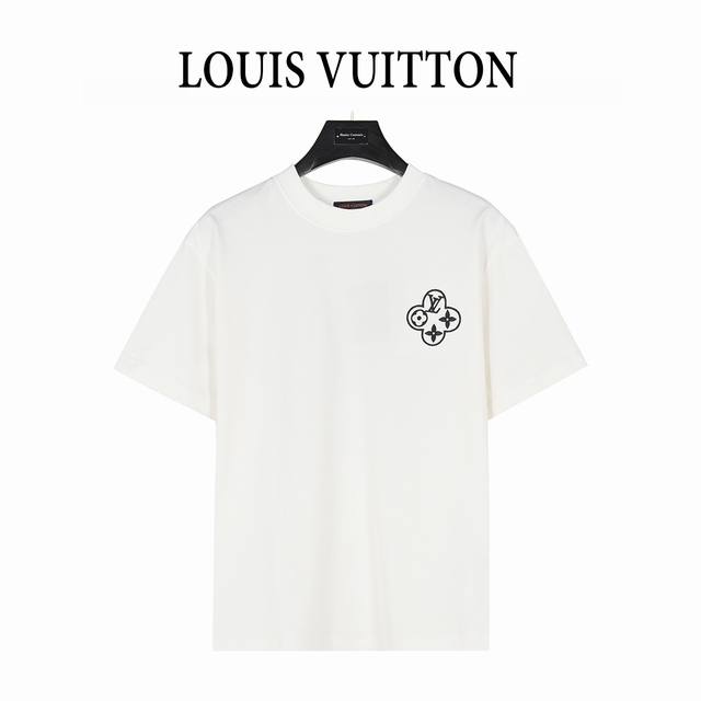 Louis Vuitton 路易威登 25Ss 后背链条圆圈刺绣短袖T恤 面料采用高克重 G重精梳棉，定制1:1螺纹，面料舒适亲肤无异感， 制定染面料，纺织密度