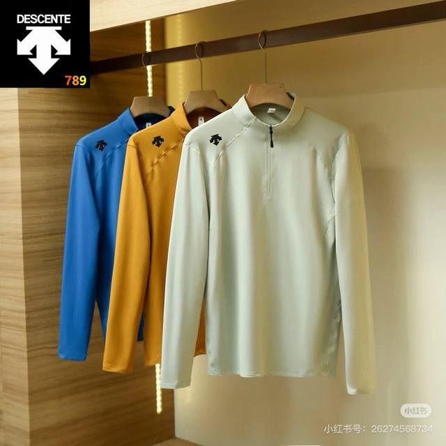 迪桑特专业的半拉链长袖速干T恤衫！ 户外运动跑步健身苾备！ 再加上这逆天性价比！！ 一定别错过！！！ 面料：90聚酯纤维+10氨纶 速干透气科技面料！轻量化 四