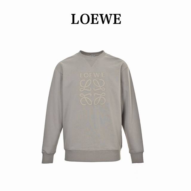 Loewe 罗意威 25Fw 刺绣徽标Logo圆领卫衣 采用420克纯棉双纱鱼鳞毛圈面料 面部无尘烧毛工艺 底部吸毛 环保活性染 进口田岛机器刺绣经典Logo图