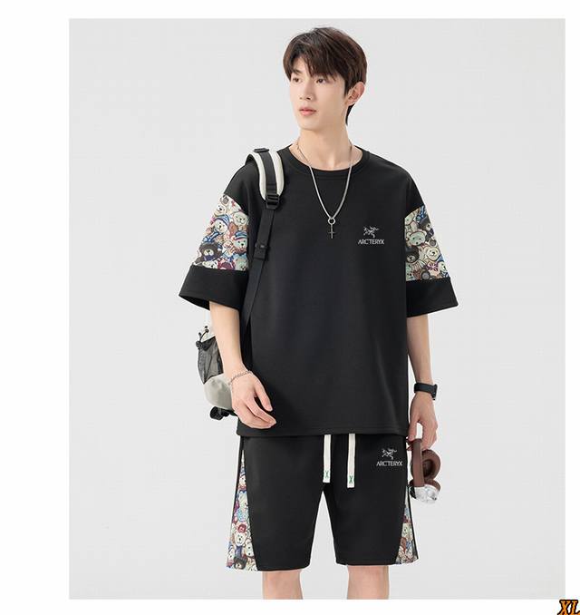 Arc’Teryx始祖鸟 独家实拍上新夏季高品质透气运动套装T恤短裤休闲两件套透气速干短袖圆领健身服短套，本季主打，货源充足，放心主推，高端品质，经典设计，做工