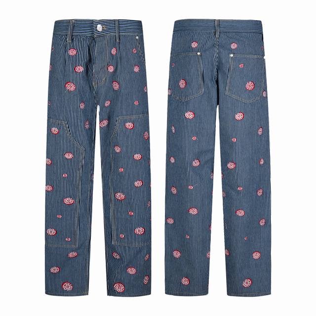 Lv路易王嘉尔同款pharrellnigo山核桃色樱花水钻牛仔裤 Louis Vuitton Ss26春夏走秀新款 高订面料采用430克牛仔布料，洗水后手感透气