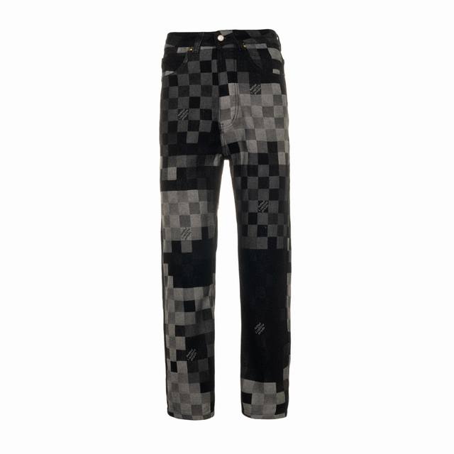 常青款 顶级版本 Louis Vuitton 路易威登 菲董联名马赛克棋盘格牛仔裤 轻奢主义 正确版本 原版一致 定制原版斜纹全棉牛仔面料，定织渐变马赛克格子面