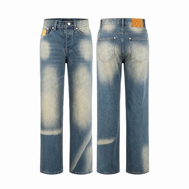 王鹤棣同款Louis Vuitton Lv路易威登2025新款影印日晒褪色效果丹宁渐变复古口袋牛仔衬衫外套牛仔裤套装 斜纹棉牛仔面料 透气性佳 柔软亲肤 翻领廓