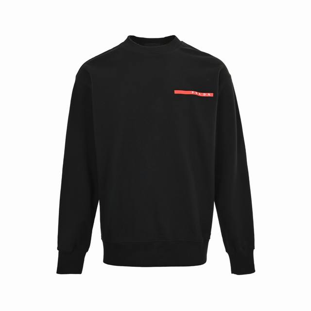 prada 普拉达 25Fw 红条圆领卫衣 480G高级精梳棉面料 专柜领标 代购级白色厚板吊牌 原版吊粒 前后都是立体发泡印花 层次感很强 男女同款 情侣款