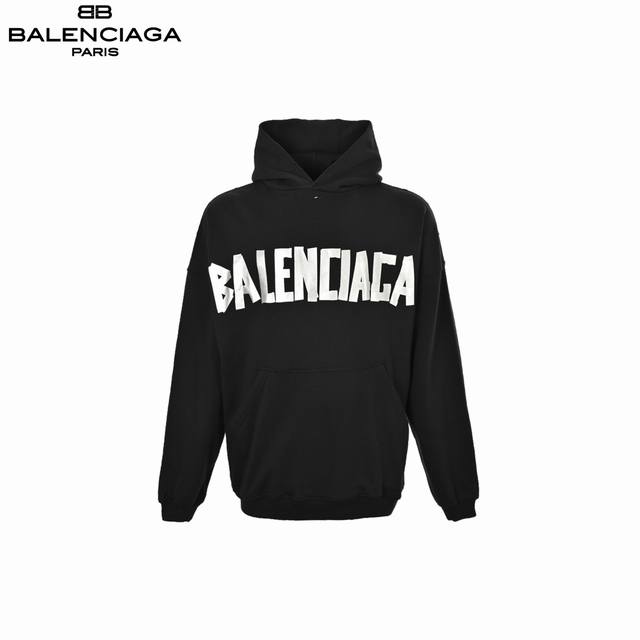 Balenciaga 巴黎世家 24Fw 美纹纸胶带连帽卫衣 本部研发 购入原版 耗时45天 面料采用定制480克精梳棉面料 下垂感和面料硬挺度非常屌 胸前胶带