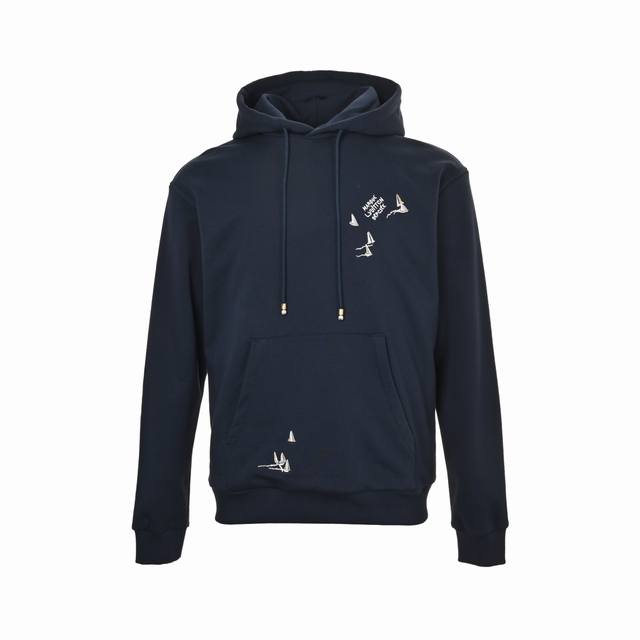 Louis Vuitton 路易威登 帆船刺绣连帽卫衣 定制 Yb原生全棉材质 穿搭透气 舒适有型 抽绳连帽卫衣剪裁 宽松版型 胸前标志性字母刺绣 彰显品味 上