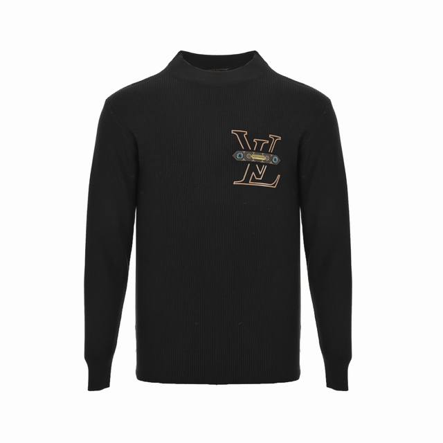 Louis Vuitton 路易威登 胸口老花皮牌圆领毛衣 Lv 新款毛衣，软糯针织贴肤不扎人，宽松剪裁包容各种身形，吸饱阳光的长绒棉，经过精梳纺成纱线，带来踏