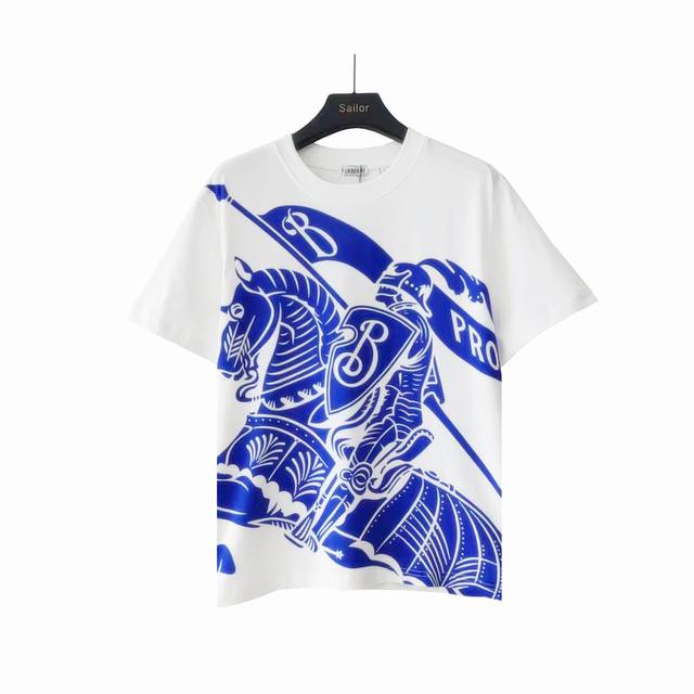 实拍细节图+尺码表 Burberry 巴宝莉 经典战马大Logo印花短袖 灵感源自八十年代复古 原版面料 官方同款 定制 克同缸染面料 手感非常舒服 春夏最新砖