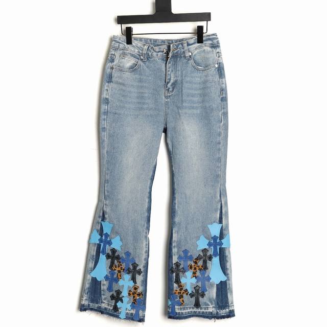 Chrome Hearts 克罗心 十字架贴皮绣洗水牛仔裤 2810 高克重高密度高品质 毛料柔软细腻亲肤 触感软糯丝滑 保暖性亲肤性极佳 定织定染无色差 无论