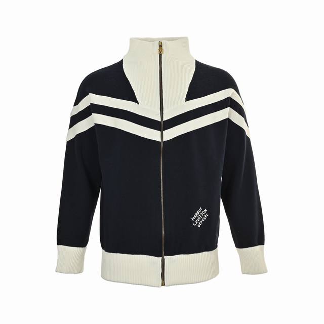 Louis Vuitton 路易威登 24Fw 立领条纹撞色拉链针织外套 原20, 购入，采用进口棉质纱线织造，对色定染弹性纤维毛料由7S粗针织片打造，材质引用