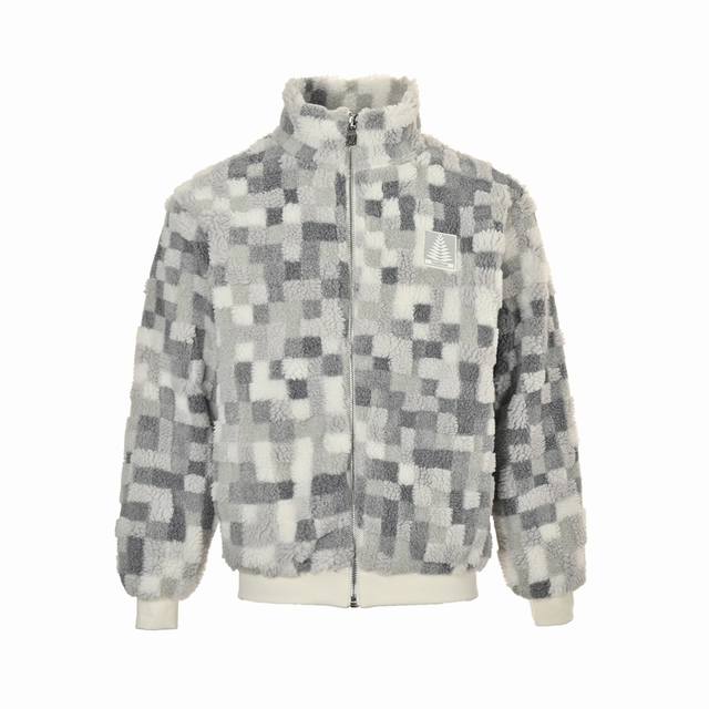 Louis Vuitton 路易威登 24Fw 胶质徽标马赛克摇粒绒外套 定制原板一比一重磅面料，市场独家色织提花面料，面料采用粗梳羊毛纱织造而成，表面一层细细