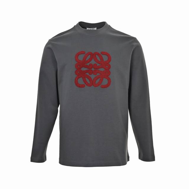 Loewe 罗意威 25Fw 图腾徽标毛巾绣长袖T恤 定织定染 水洗柔滑长绒棉、克重 克、最新专柜款，打底衫长袖 厚实有型，购入原版开模打造，全套定制辅料，所有