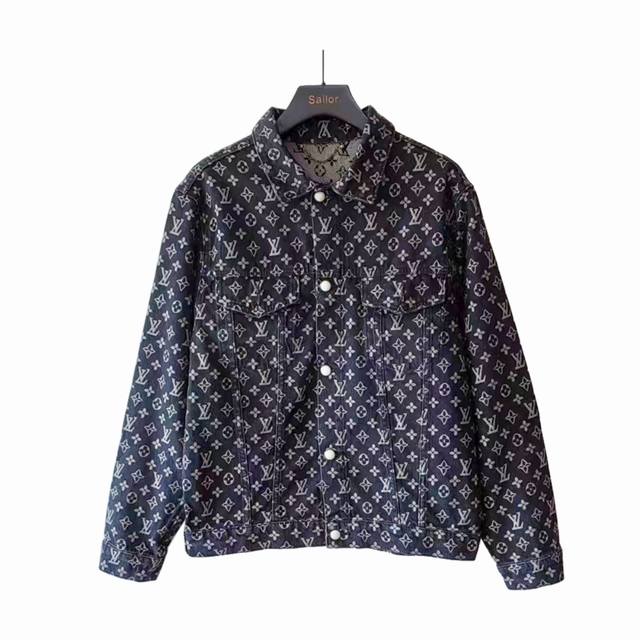 实拍细节图+尺码表 Louis Vuitton & Lv路易威登满印简约满印提花Logo牛仔夹克外套 可配套装 也可以单买 提花款 路易威登 这款真的是经典版型