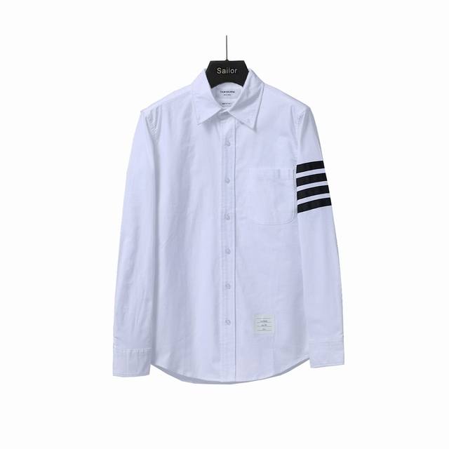 实拍细节图 +尺码表 Thom Browne 汤姆布朗 经典Tb单袖黑色织带四杠衬衫 专柜正品同步 万年经典款 意大利制造产地小标 单袖黑色四条杠衬衫 高精定制