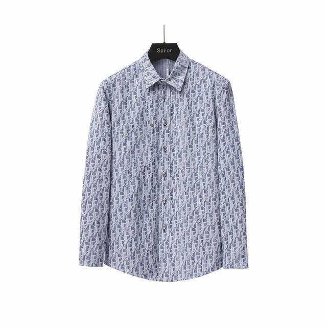 实拍细节图+细节图 Dior 迪奥 Dr字母色织满幅Logo提花长袖牛仔衬衫 面料采用高定定织牛仔面料 根据原版起版 自家品牌工厂p流水线36道工序独立完成 做