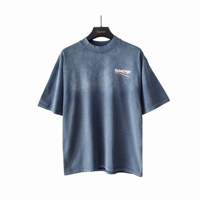 实拍细节图+细节图 巴黎世家 Balenciaga可乐海浪撕裂破坏短袖 经典可乐波浪印花 椭圆机进口撕裂浆工艺 激光对位下摆袖口领口磨破 整体印花无牙边 32S