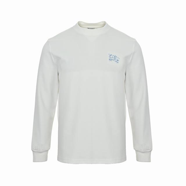 Burberry 巴宝莉 25Fw 十字绣编织战马刺绣长袖T恤 定织定染 水洗柔滑长绒棉、克重 克、最新专柜款，打底衫长袖 胸前十字绣编织战马撞色 进口百灵达绣