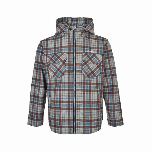 Good Brand 25Fw 麂皮绒钉珠连帽外套 男女同款 Color:蓝灰格纹 Size:S-Xl