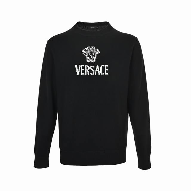 Versace 范思哲 Logo提花针织毛衣 正品3773购入开发，，35%羊毛双股混纺毛料，采用日本进口织机 银笛 七 针，毛料酵洗，毛料提花，定制辅料，合身