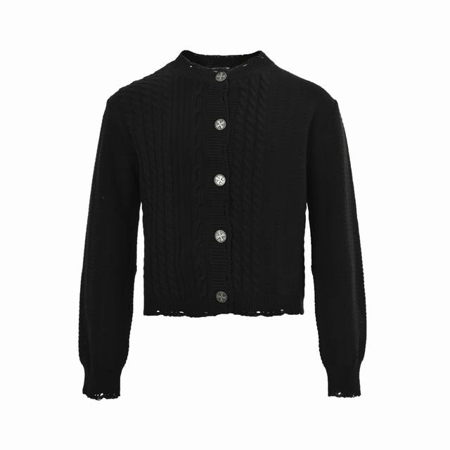 Enfants Riches DépriméS 忧郁的富二代 麻花破洞针织开衫 定织绞骨厚筑高密棉织毛料 定制古铜纽扣 绳纹雕镂织法 将立体扭绳工艺与非对称镂空