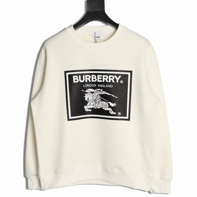 Burberry 巴宝莉 25Fw 方块战马圆领卫衣 480G高级精梳棉面料 专柜领标 代购级白色厚板吊牌 原版吊粒 前后都是立体发泡印花 层次感很强 男女同款