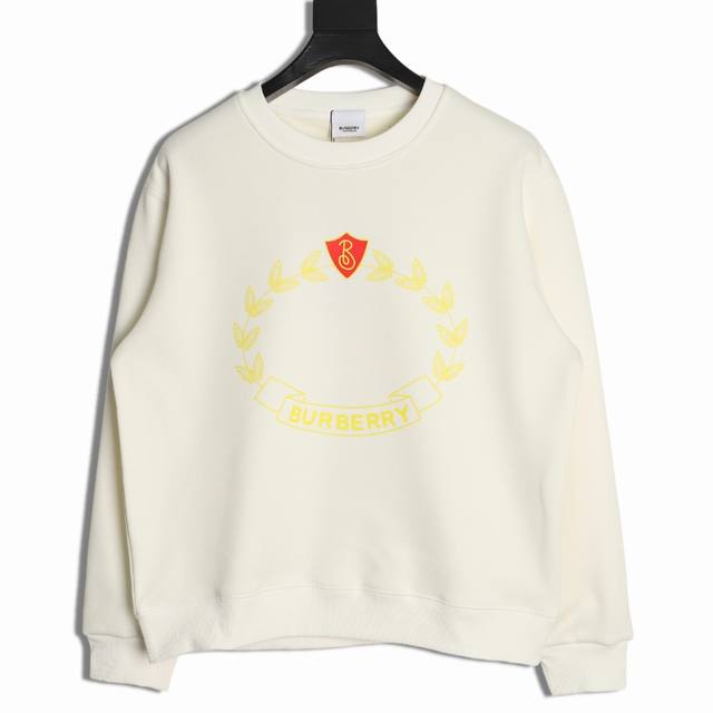 Burberry 巴宝莉 25Fw 麦穗圆领卫衣 480G高级精梳棉面料 专柜领标 代购级白色厚板吊牌 原版吊粒 前后都是立体发泡印花 层次感很强 男女同款 情