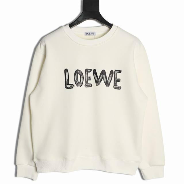 Loewe 罗意威 25Fw 粉笔圆领卫衣 480G高级精梳棉面料 专柜领标 代购级白色厚板吊牌 原版吊粒 前后都是立体发泡印花 层次感很强 男女同款 情侣款