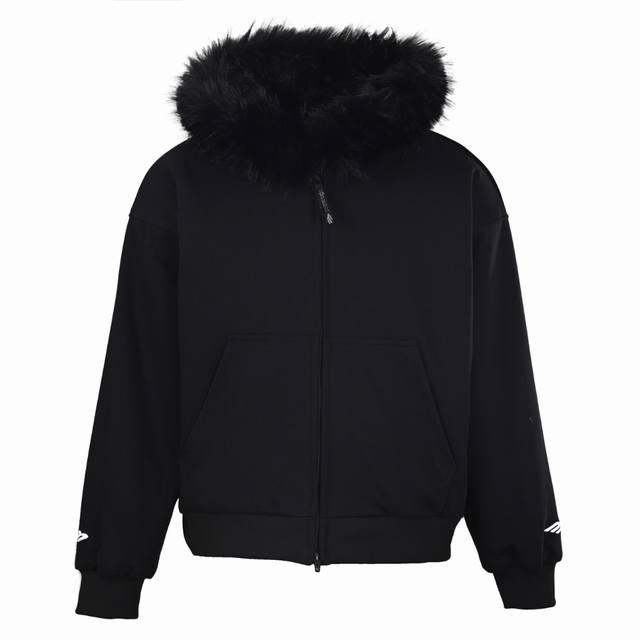 Balenciaga巴黎世家Blcg 水貂毛领连帽卫衣外套 采用高克重纯棉毛圈布 加绒聚酯纤维混纺 1000G+克重 ，部分会加入氨纶提升弹性，触感厚实且保暖性