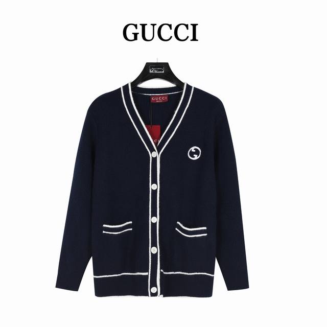 Gucci 古驰 24Fw 拼色条纹双G小标刺绣开衫毛衣 对色定染羊毛混纺棉纱线 高克重高密度超高品质 毛料柔软细腻亲肤 触感软糯丝滑 手感不是一般的赞 全部对