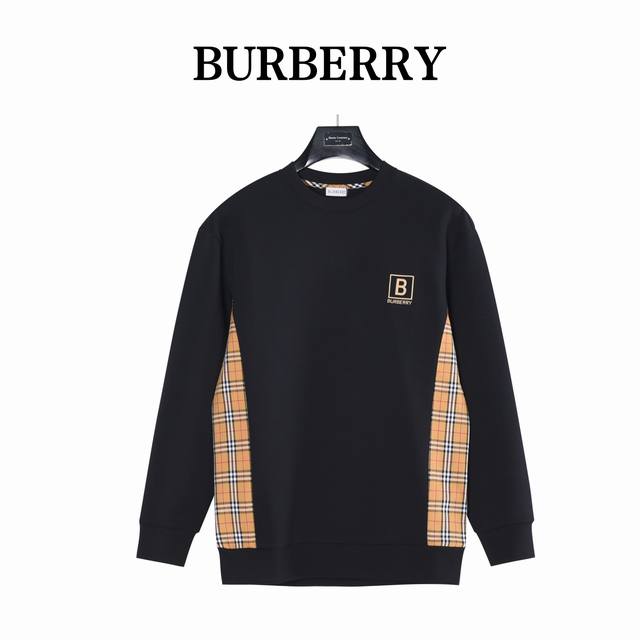 Burberrv 巴宝利25Ss方框方块刺绣B侧边格纹圆领卫衣 长袖太空棉卫衣，经典Logo设计，百搭款，定制面料，柔软细腻，亲肤感极高，完美诠释出品牌的时尚潮