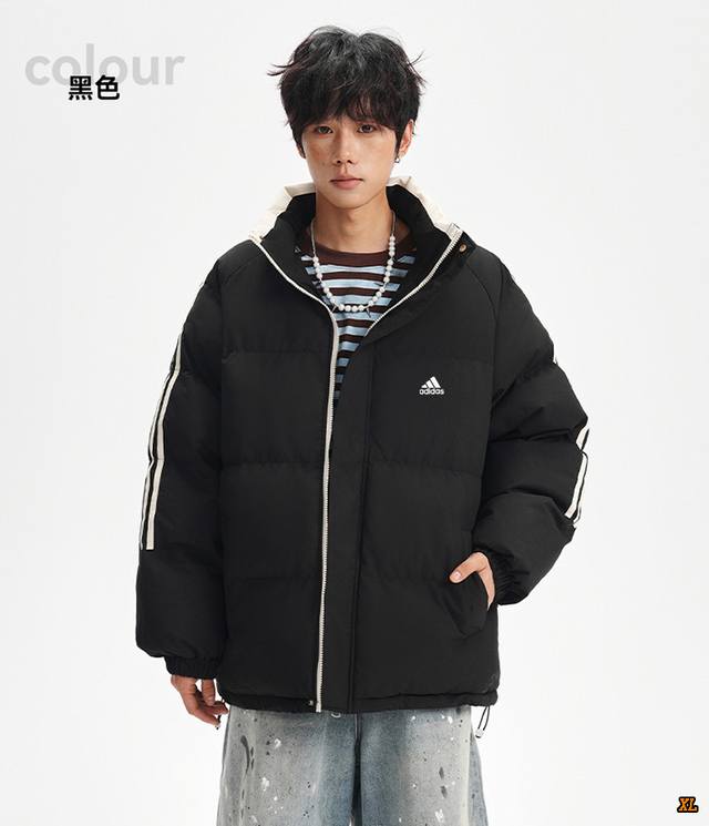 阿迪达斯 独家实拍上新冬季高品质立领棉衣棉服三条杠休闲棉衣羽绒棉棉衣三条杠棉衣，本季主打，货源充足，放心主推，高端品质，经典设计，做工出色，经典百搭，上身效果极