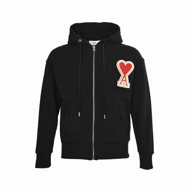 Ami paris 大爱心章仔刺绣拉链卫衣外套 抛开一切乱七八糟的话术 我们直接来到商品参数： G定制粗糙手感面料 正确插肩袖做工 每一处细节100%还原官网