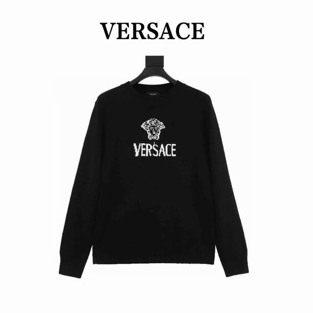 Versace 范思哲 Logo提花针织毛衣 正品3773购入开发，，35%羊毛双股混纺毛料，采用日本进口织机 银笛 七 针，毛料酵洗，毛料提花，定制辅料，合身