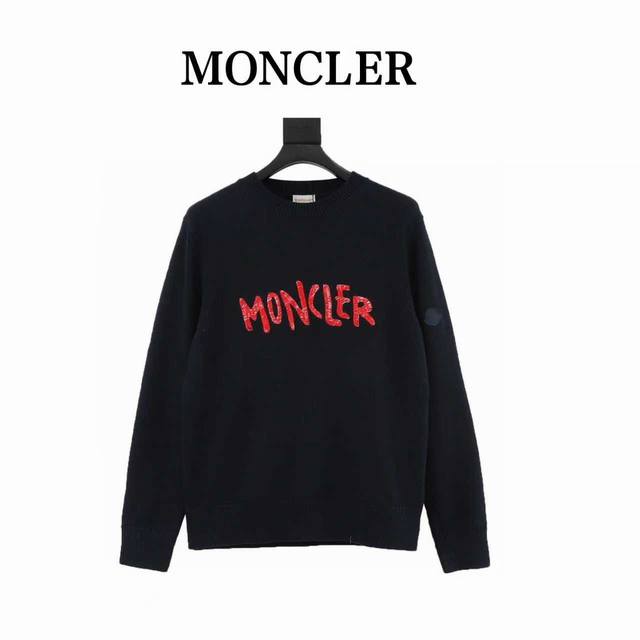 Moncler蒙口Mc 红字刺绣针织毛衣 正品3773购入开发，，35%羊毛双股混纺毛料，采用日本进口织机 银笛 七 针，毛料酵洗，毛料提花，定制辅料，合身版型