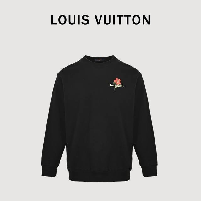 Louisvuitton 路易威登 向阳花刺绣圆领卫衣 面料采用400克重双股大毛圈面料，定制32支螺纹，成衣两遍水洗处理，面料舒适亲肤无异感，定制定染面料，纺