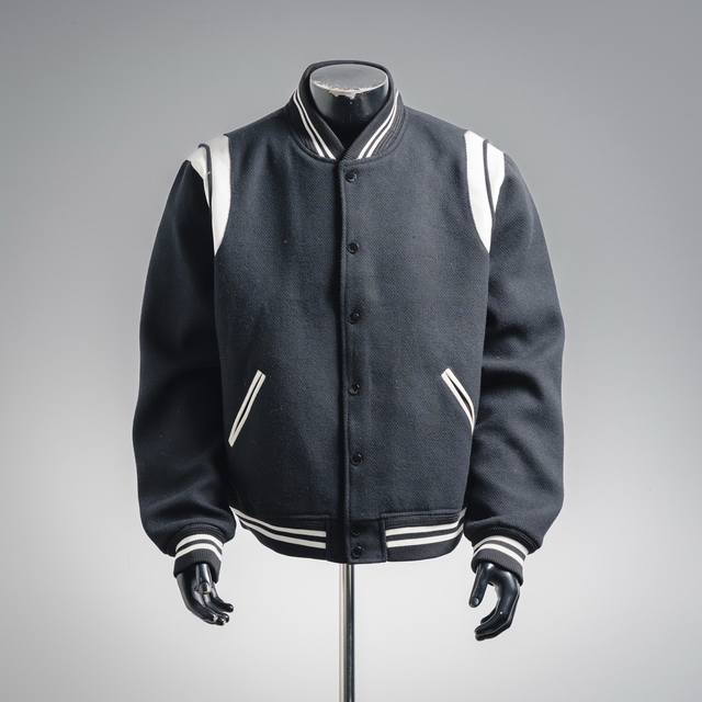 Saint Laurent paris 圣罗兰 Ysl经典款拼皮黑白棒球领夹克外套 原版1:1开发全网最高版本 耗时2个月订制纯羊毛呢料、提花罗纹 普通机器根本