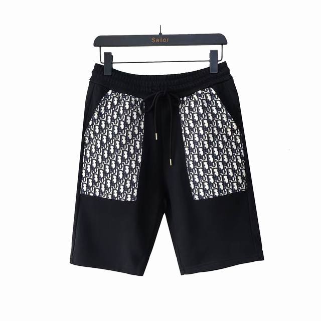 尺码表+实拍细节图 Dior 迪奥 字母提花口袋拼接Logo标识刺绣短裤 五分裤、高品质纯棉 面料、特别手感、超级质感 舒适柔软透气 休闲宽松版型 潮流男女同款