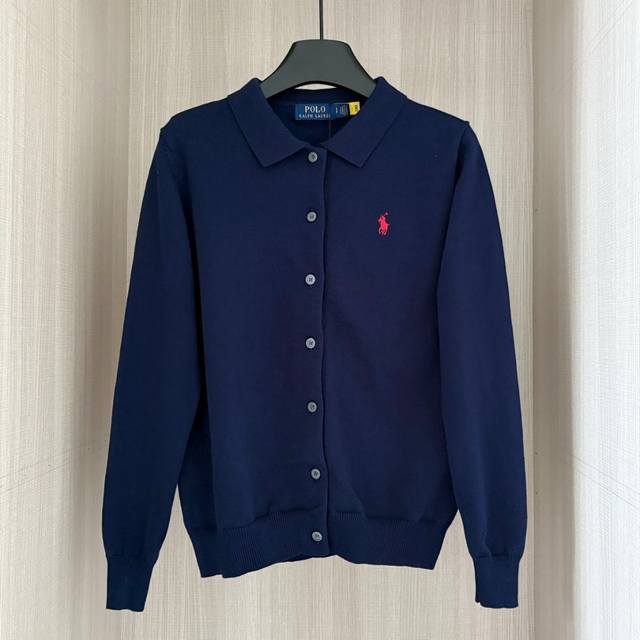 W -110 Ralph Lauren拉夫劳伦十色经典小标刺绣高精针织开衫翻领长袖纽扣针织毛衣男女装上衣 十种颜色 颜色：白色、黑色、藏青色、灰色、粉色、红色、