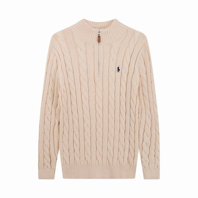 Ralph Lauren拉夫劳伦七色经典小标刺绣立领长袖半拉链针织毛衣男女情侣上衣 七种颜色 颜色：黑色 白色 灰色 宝蓝色 粉色 天蓝色 卡其色 码数：S M